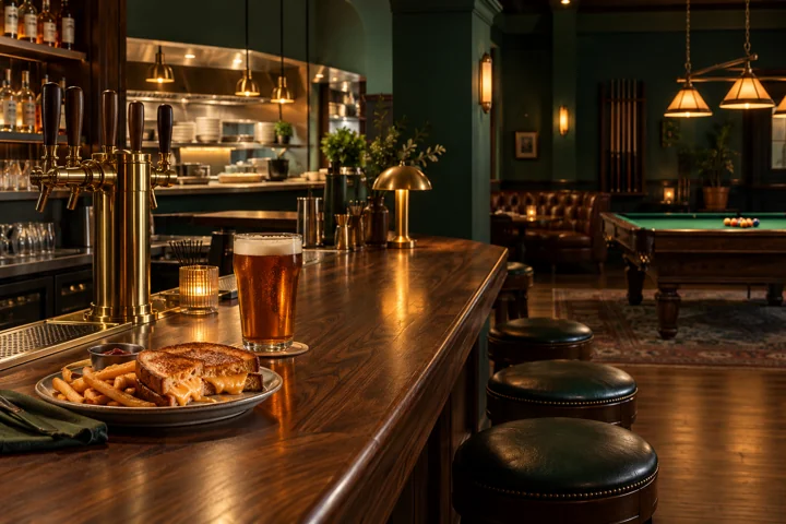 The bar & kitchen — generated fictional scene